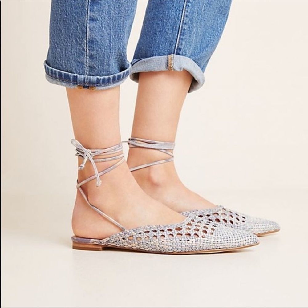 NWOB Anthropologie Marino Ankle-Tie Flats Size 7.5
